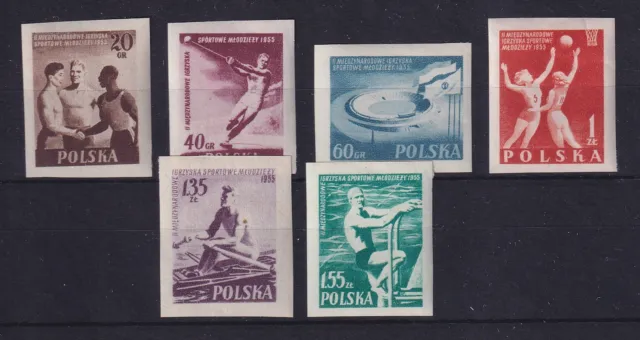 Polen 1955 Jugend-Sportfestspiele Mi.-Nr. 934-939 B postfrisch **