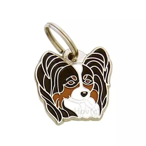 Dog name ID Tag Continental toy spaniel, Papillon, Personalized, Handmade