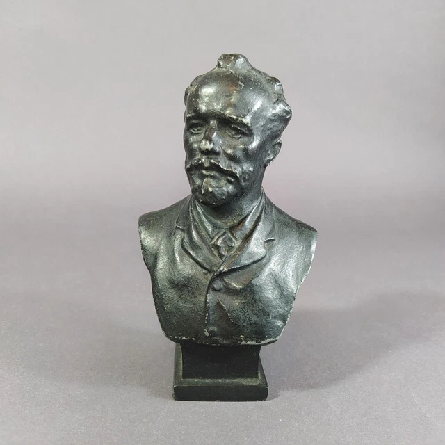 PYOTR TCHAIKOVSKY COMPOSITORE BUSTO FIGURINA IN METALLO SOVIETICA | vecchio...