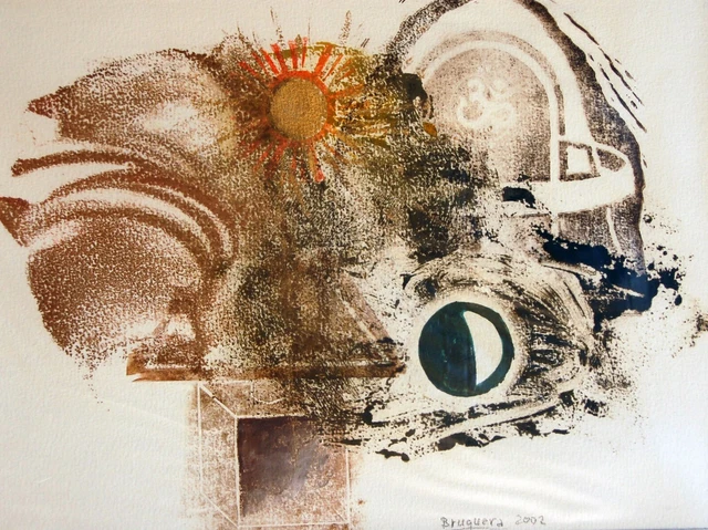 Nº 266 - Lingam y Tierra, Técnica mixta, s/marco, 28,5x38,5 cm.