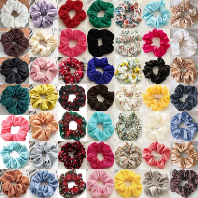 Grandi scrunchies seta fiori elastici fasce per capelli corda cravatta ▽