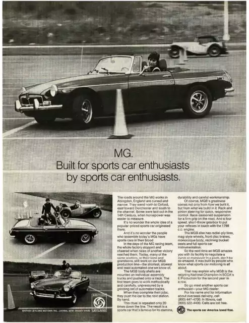 1973 MG MGB Convertible Sports Car on rally course Vintage Print Ad