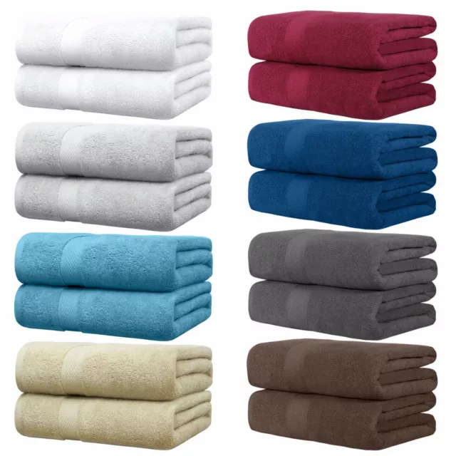 2x Large Shower Bath Sheets Set 100% Combed Cotton Oversized Body Towel 90x180cm