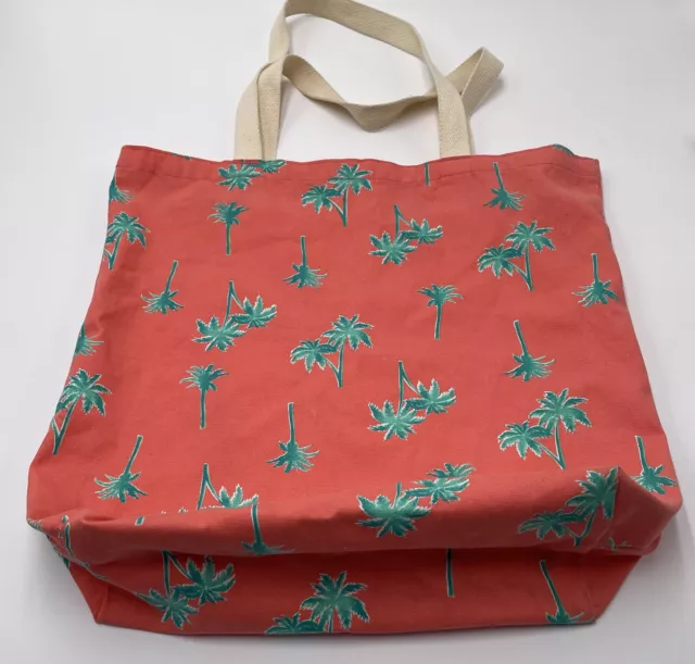 Old Navy Canvas Tote Bag Beach Palm Tree Graphic Tropical Vacation Reusable