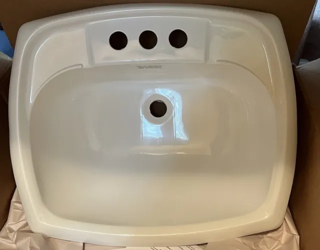 New In Box 20" x 17" White Rectangular Plastic Lavatory Sink - Camper, RV, TT
