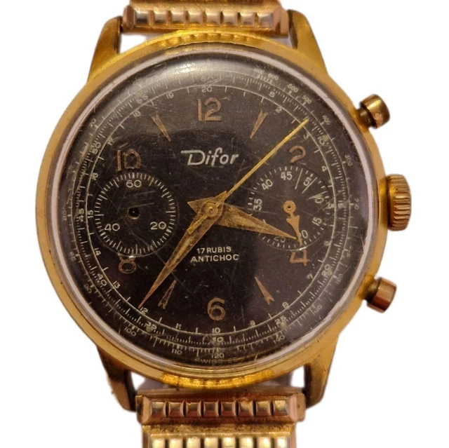 Montre Vintage Difor Antichoc 17 Rubis - Fonctionnelle - Pour Homme - Occasion En Bon état