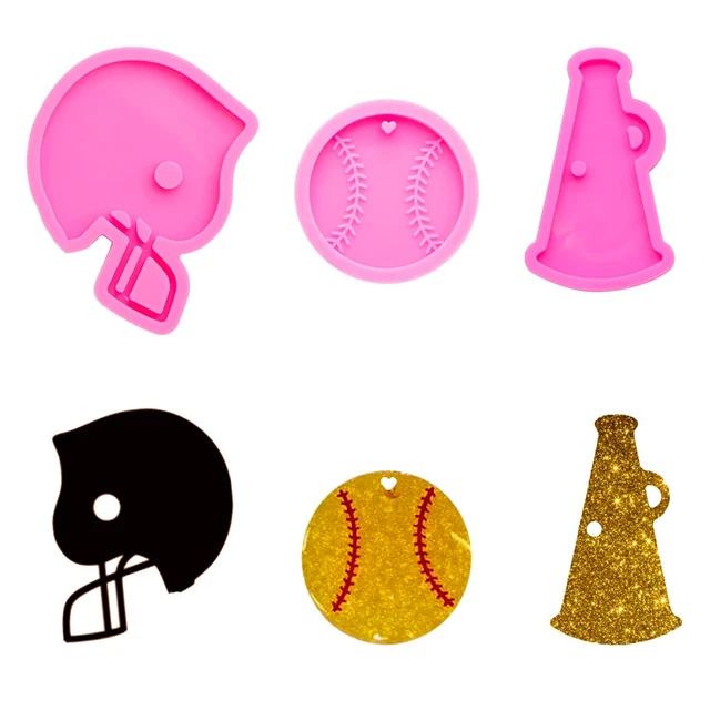 Shiny Finish Helmets Megaphone Baseball Anchor Resin Keychain Silicone Mold Wi