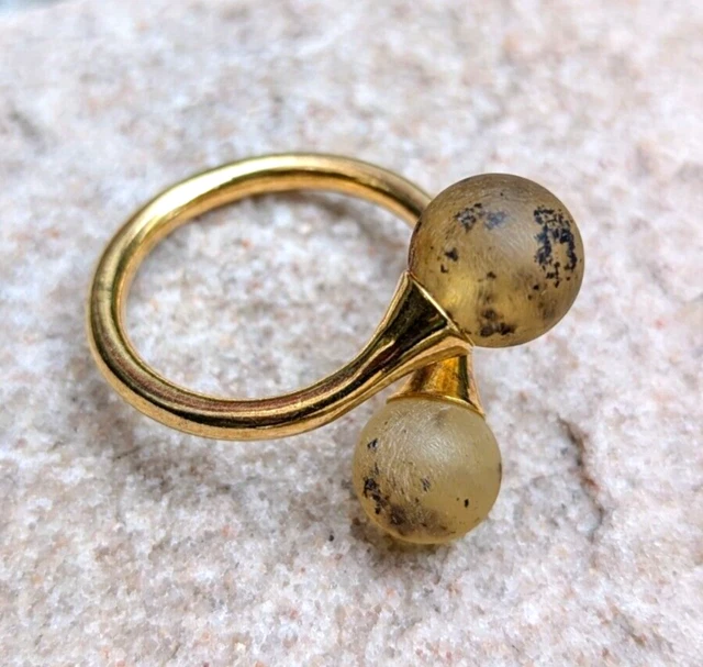 Bague Argent 925 Plaqué Or Et émail Bleu Filigrane - Taille 57, Ajustable, Filgold
