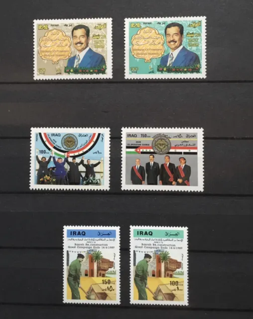 3 RARE Saddam Hussein Stamps Sets -  Iraq  MNH