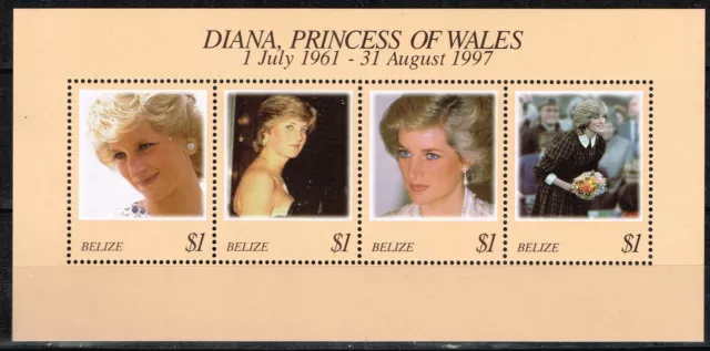 Belize Wales Princess Diana Diana Souvenir Sheet 1997 MNH