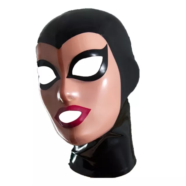 Erwachsener Latexmaske Club Unisex Kapuze Trim Maske Party Face Cover Volle