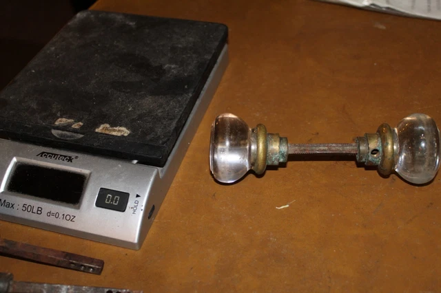 Antique Vintage Victorian Glass Door Knob Handle SALVAGE restoration STAR
