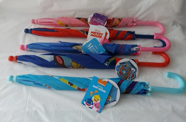 Disney Kids Umbrella 27 " Point to Point & 20 " Long Handle New with Tag Set Of5