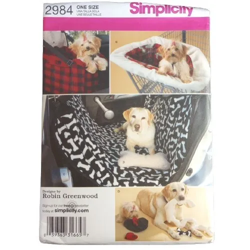 Simplicity Pattern 2984 Travel Accessories for Dogs Car Seat Cart Cover OS UC