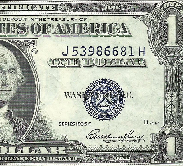 RARE 1935E $1 BLUE Seal SILVER Certificate! CRISP AU! Old US Paper Money!