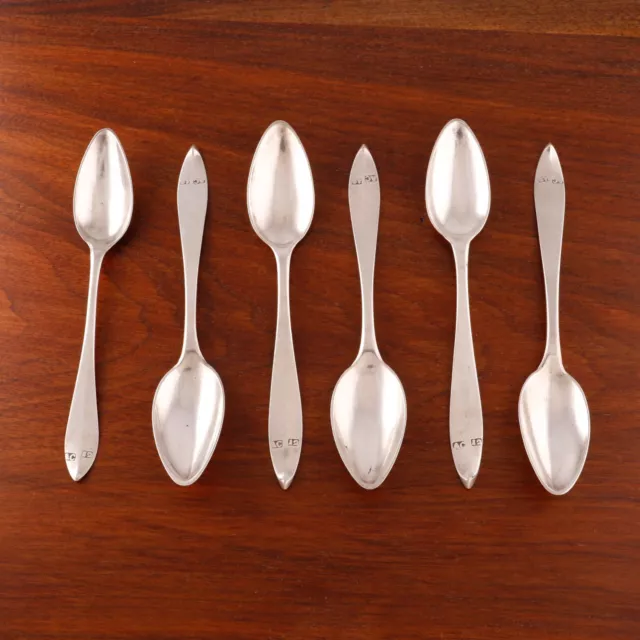 (6)  Late 18Th, Early 19Thc Scandinavian, Baltic ? 12 Loth) Silver Teaspoons