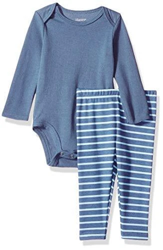 Hanes Ultimate Baby Flexy 2 Piece Set (Pant with Long Sleeve, Blue, Size 0.0