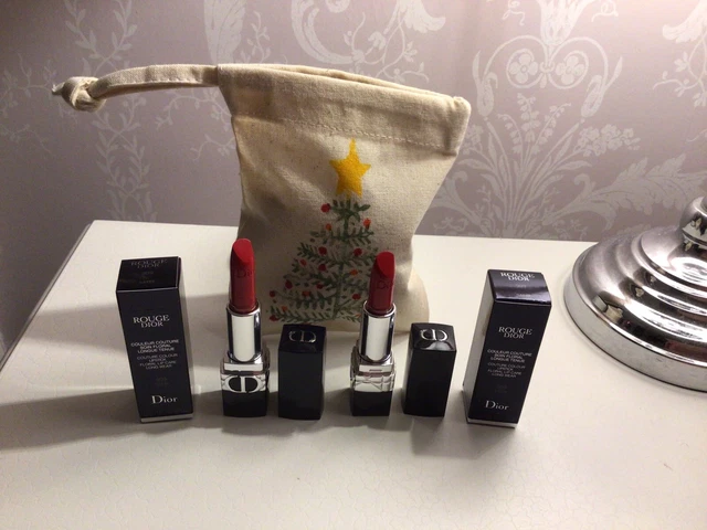 Nuevo Lápiz labial Dior Rouge Dior Couture Color Ropa Larga 999 Satén X 2 y Bolso