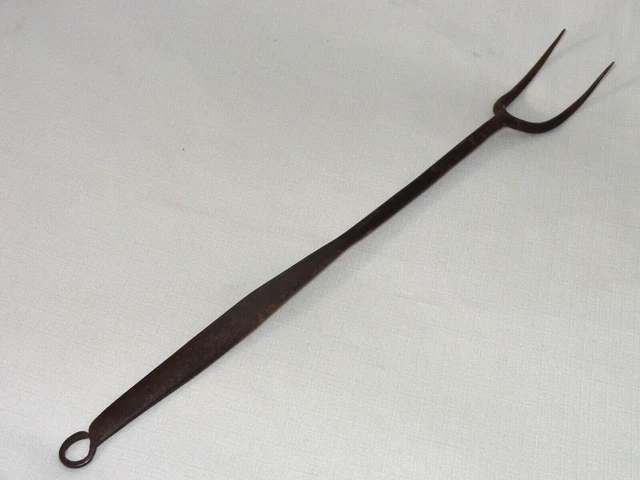 Antique Primitive Hand Forged Iron Flesh Fork Rendering Tool