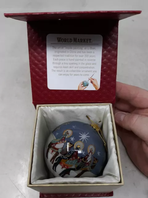 World Market 2023 LI BIEN "O Holy Night" GLASS ORNAMENT IN RED VELVET BOX 3