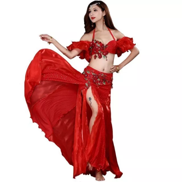 Women Belly Dance Oriental Bellydance Skirt Stage Bra Belt Skirt Performance