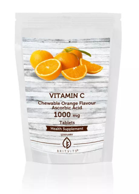 Vitamin C Chewable Orange Flavour Tablets 1000mg - Pack of 500 Pills BULK Pills 2
