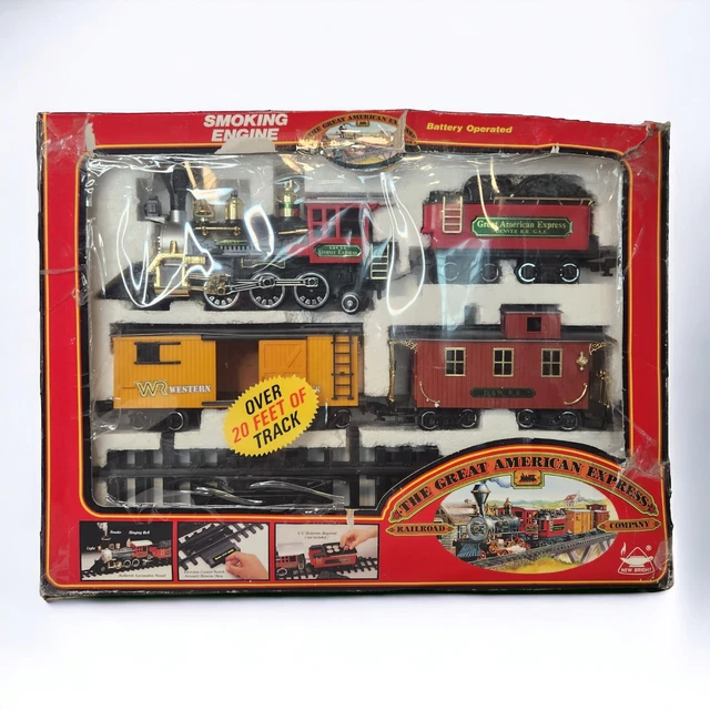 GREAT AMERICAN EXPRESS Railroad Train Set 185 New Bright 1989 Smoking