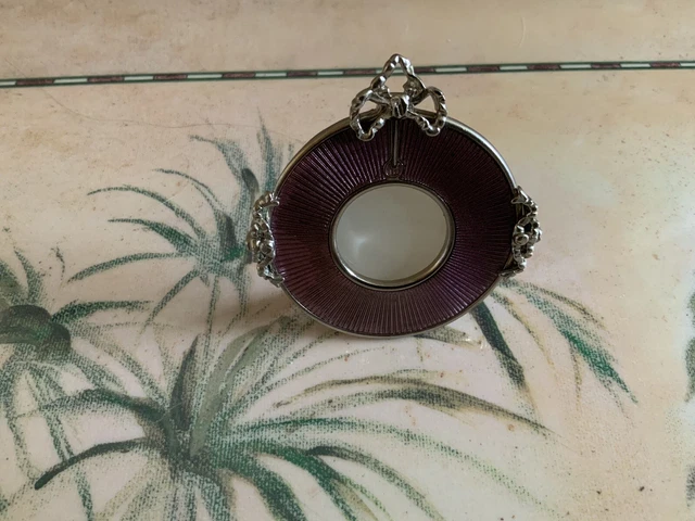 Joan Rivers Faberge Inspired Mini Photo Picture Frame Purple Silver tone