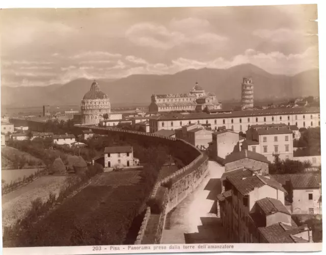 Italia, Pisa, Panorama Vintage albumen print, Italie Tirage albuminé  20x2