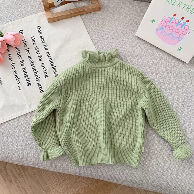 Knitted Sweaters Kids Turtleneck Pullover Girls Dress Long Sleeve Cotton Clothes