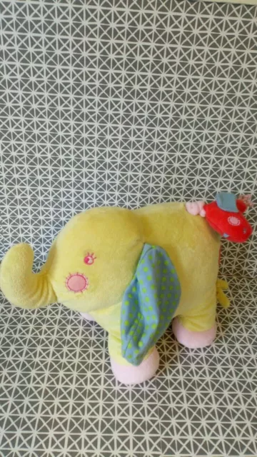 Doudou peluche musical éléphant bleu vert oiseau rouge Bébé 9