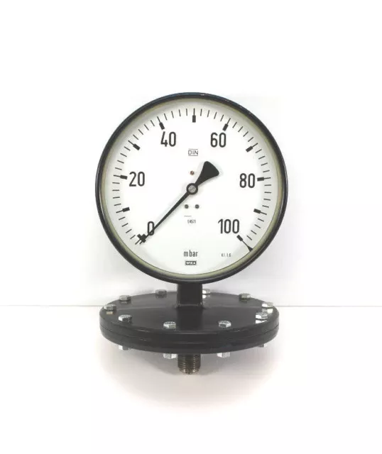 WIKA Plattenfedermanometer 0-100mbar Ø160mm senkrecht 1/2" Kl. 1.6 | Edelstahl