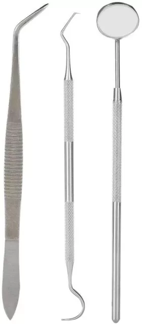 Pro Dental Stainless Steel Dentist Explorer Mouth Mirror Tweezers Tooth Kit Tool