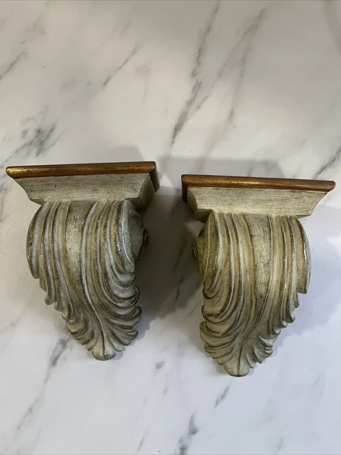 Vintage Pair Of Acanthus leaf Wall Shelf Wall Corbel 6.5''Tall