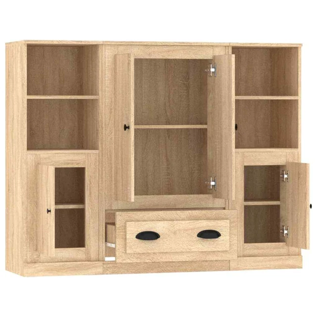 AX Credenza 3 Mobiletti 132x35.5x103.5cm Rovere Sonoma Minimalista Sala 3185322
