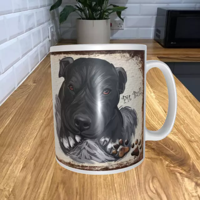 Pit Bull Dog 11oz Coffee Mug My Dog's Rules Theme 934DRMUG