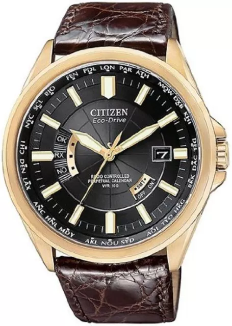 NEW CITIZEN Eco-drive Black Dial Brown Leather Men Watch CB0013-12E AUTOMIC