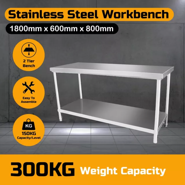 Stainless Steel Metal Workbench  Restaurant Kitchen Benchtop Freezer Wb186Ss -A