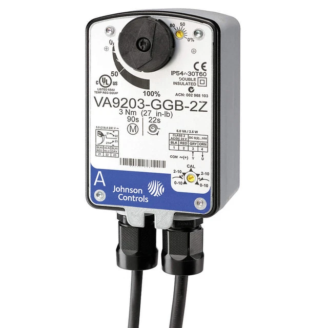 JOHNSON CONTROLS VA9203-BGA-2 Elec Act,27 In.-lb.,On-Off,24VAC