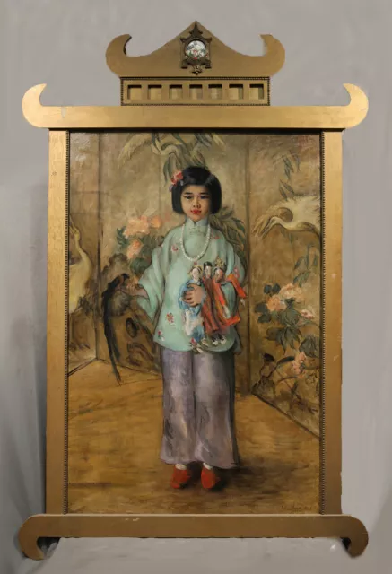 Young Asian Japanese Girl Portrait American Painting Early 20th Century Late 19