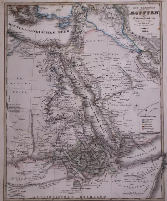 Dated 1834 Universal Atlas Map ~ EGYPT - ARABIA - HABESCH ~ (10x12)-#1311