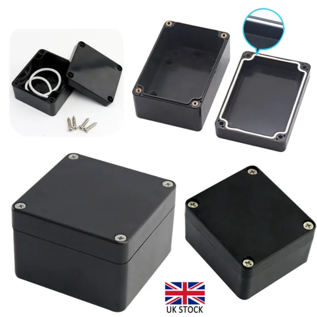 Black Plastic ABS Electronics Project Box Enclosure Hobby  w/ Fixing Case Screws