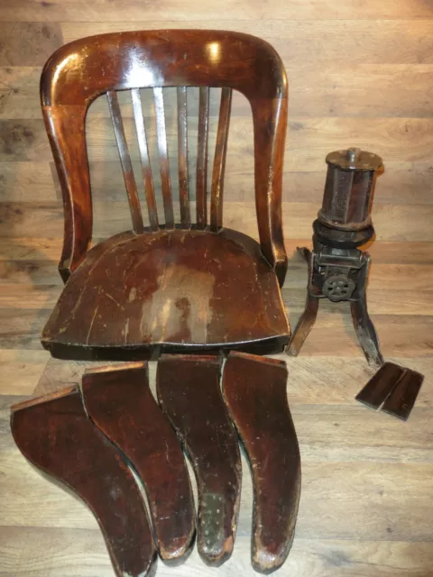 Antique Ford & Johnson Office Chair Wood Banker Swivel Rolling 1910's