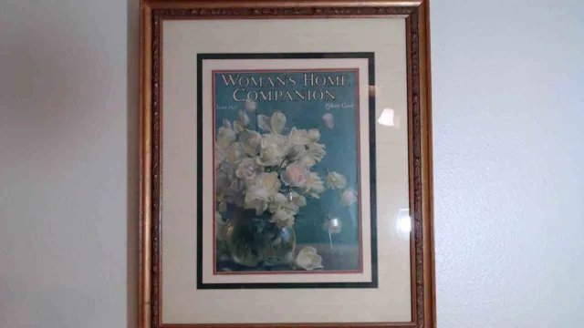 Antique print, flower still life, bouquet of poppies.