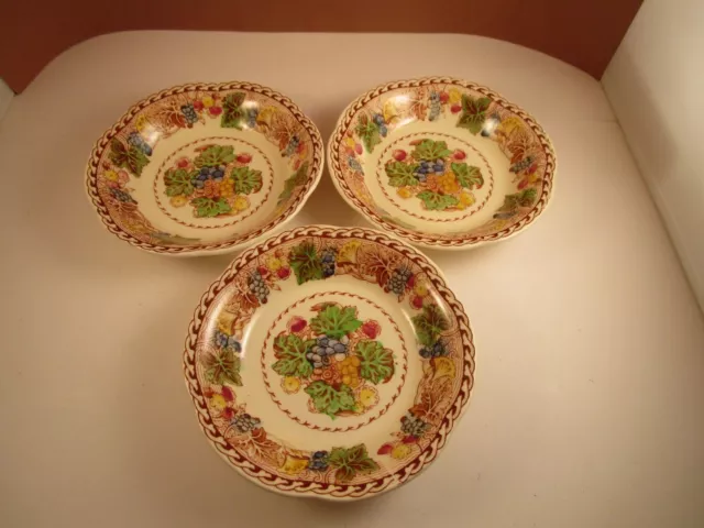 Vintage Wood & Sons Burslem England Hyde Set of 3 Berry Dessert Bowls