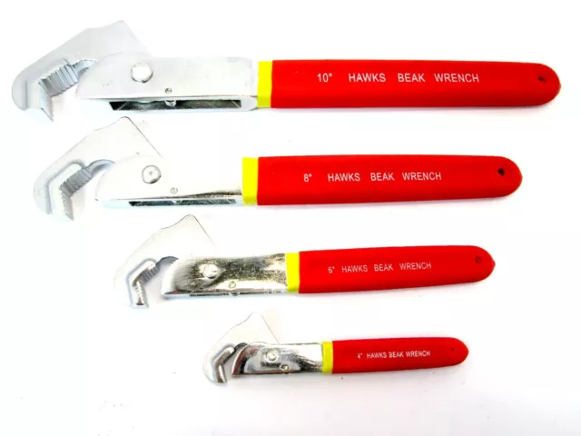 Trade Quality 4pc Super Wrench / Hawks Beak Grips Set Adjustable Spanner