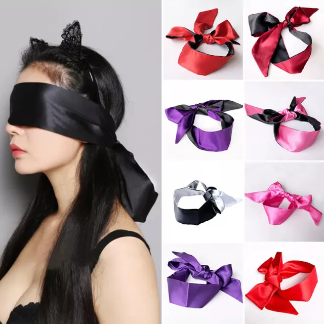 Double Soft Band Blindfold Eye Satin Mask Sex Couple Games Love Cosplay  Cover