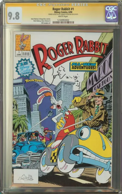 Roger Rabbit #1 CGC 9.8 Signature Series SS Signed Charles Fleischer w/Sketch