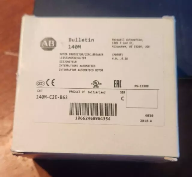 Allen-Bradley 140M-C2E-B63 Manual Motor Protection Circuit Breaker 140M-C2E-B63