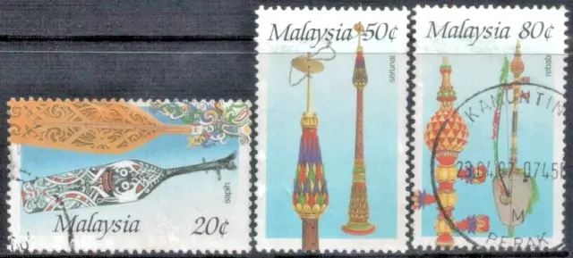 MALAYSIA - 1987 Malaysian Musical Instruments Part Set 3 Stamps Good - Fine Used